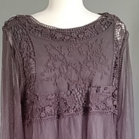 Indigo Blue Tops - NWT Gray Lace Top